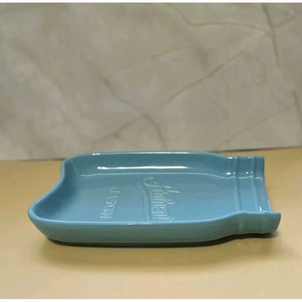New Home Essentials Authentic Mason Ceramic Spoon Rest Aqua Blue